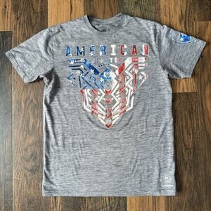 American Fighter T-Shirt Sz XL Gray Short Sleeve Red White Blue Graphic Tee